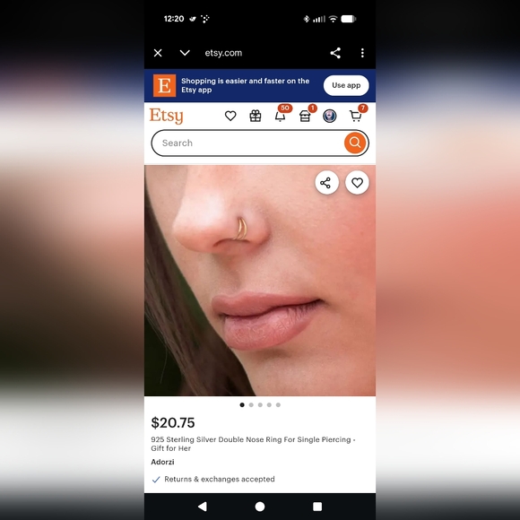 ⭐NWOT Goth Punk 20g Gold Double Hoop Nose Ring - Picture 13 of 13